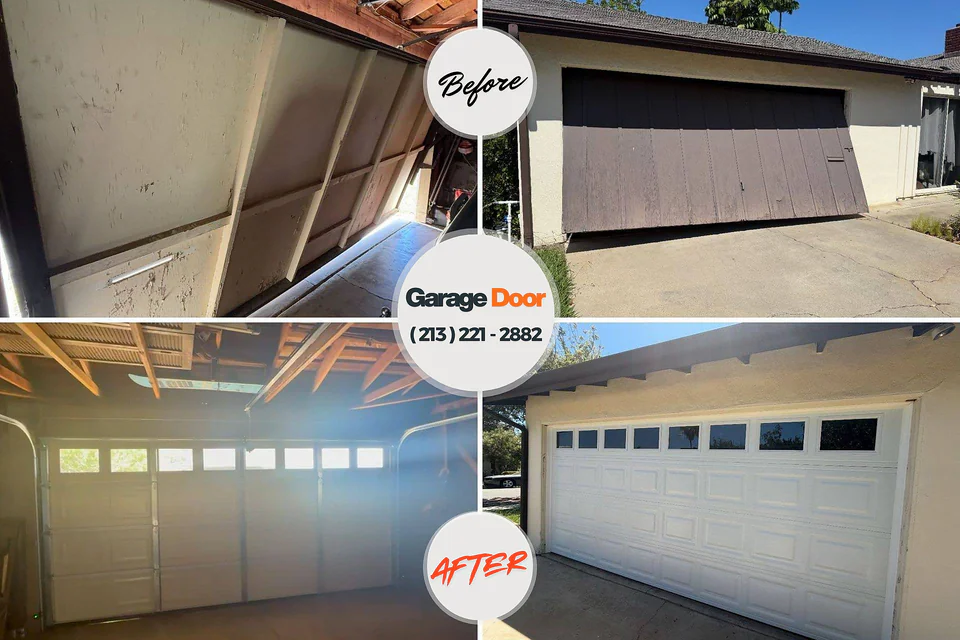 Before and after: garage door repair Mineola, NY
